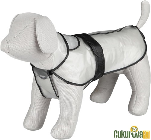 TRIXIE KÖPEK YAĞMURLUK TRANSPARAN ŞEFFAF SİYAH BİYELİ - L 60 CM