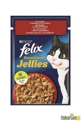 FELIX POUCH JÖLE İÇİNDE SIĞIR ETLİ VE DOMATESLİ YETİŞKİN KEDİ KONSERVESİ 85 GR
