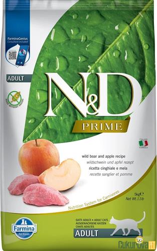N & D TAHILSIZ YABAN DOMUZU VE ELMALI YETİŞKİN KEDİ MAMASI 5 KG