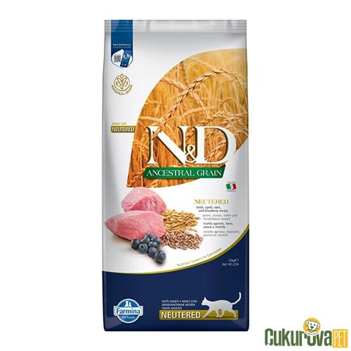 N & D DÜŞÜK TAHILLI KUZU ETLİ KISIR KEDİ MAMASI 10 KG