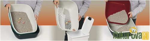 Ferplast Home Magix Kapalı Kedi Tuvaleti Kırmızı - Beyaz 55 x 45 x 41 Cm