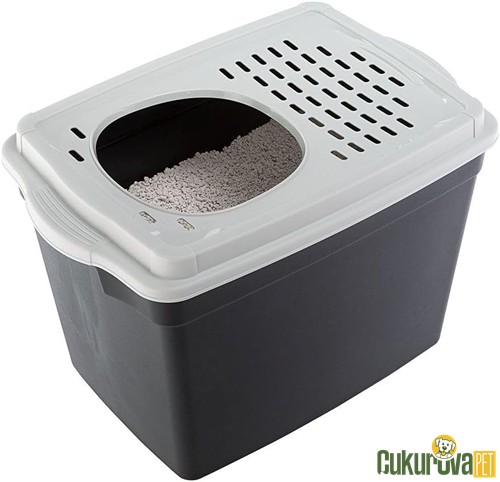 Ferplast Jumpy Kapalı Kedi Tuvaleti Siyah - Gri 38 x 57 x 39 Cm