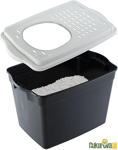 Ferplast Jumpy Kapalı Kedi Tuvaleti Siyah - Gri 38 x 57 x 39 Cm