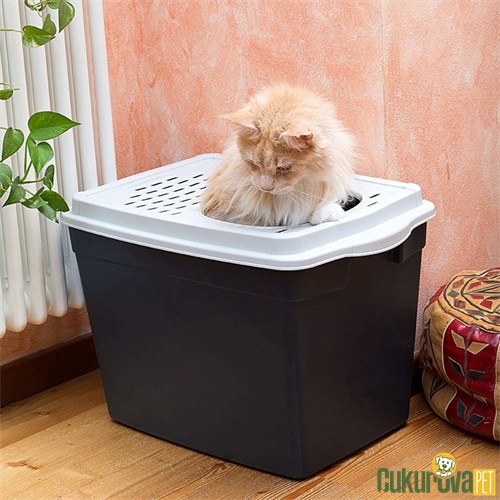 Ferplast Jumpy Kapalı Kedi Tuvaleti Siyah - Gri 38 x 57 x 39 Cm
