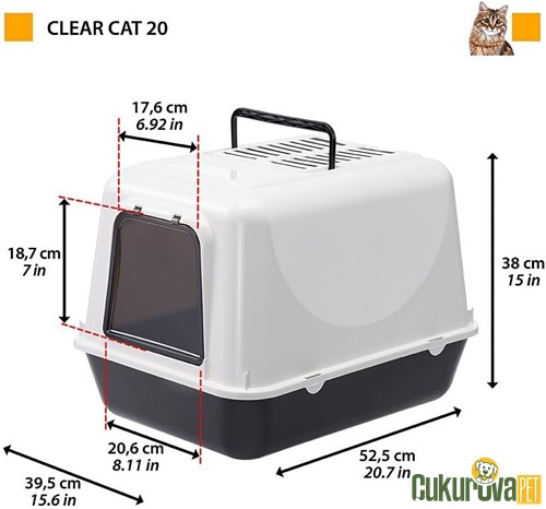 Ferplast Clear Cat 20 Kapalı Kedi Tuvaleti Karışık Renkli 39.5 x 52.5 x 38 Cm