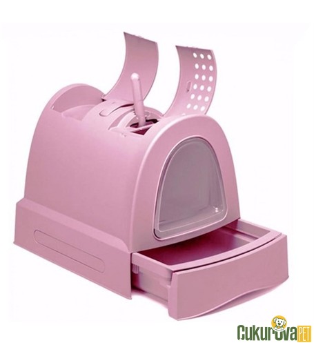 Imac Zuma Çekmeceli Kapalı Kedi Tuvaleti Pembe 56 x 40 x 42.5 Cm