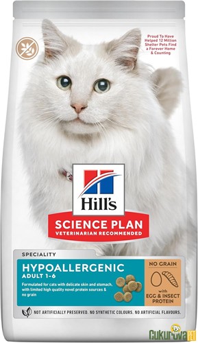 HILL'S HYPOALLERGENIC ADULT YUMURTA VE BÖCEK PROTEINLI YETİŞKİN KEDİ MAMASI 1.5 KG