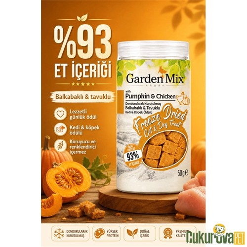 Gardenmix Freeze Dried Balkabaklı ve Tavuklu Kedi & Köpek Ödül Maması 50 Gr