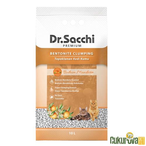 DR. SACCHI PREMIUM SÜPER TOPAKLANAN BODRUM MANDALİNASI KOKULU BENTONİT KEDİ KUMU 10 L