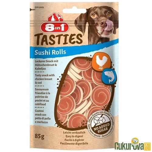 8 IN 1 TASTIES SUSHI ROLLS TAVUKLU BALIKLI SUSHİ KÖPEK ÖDÜLÜ 85 GR