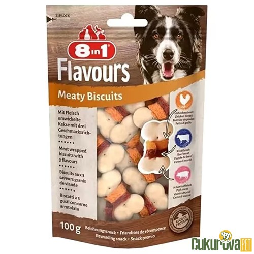 8 IN 1 FLAVOURS MEATY BISCUITS KITIR KÖPEK ÖDÜLÜ 100 GR