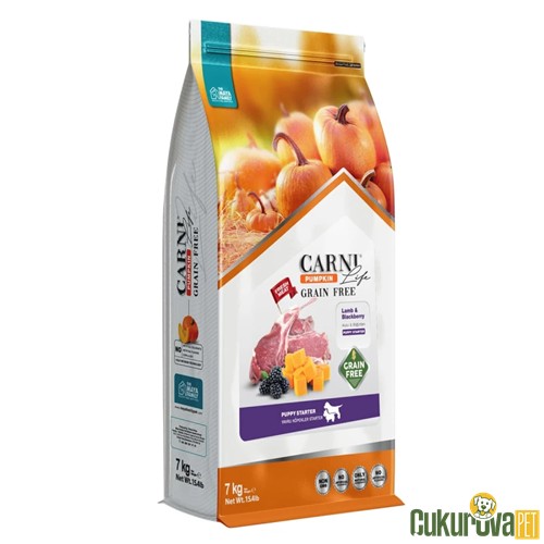 CARNI LIFE PUMPKIN TAHILSIZ KUZU ETLİ & YABAN MERSİNLİ YAVRU KÖPEK MAMASI 7 KG 
