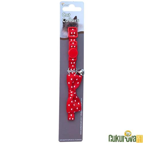 EASTLAND ZİLLİ PUANTİYELİ PAPYON KEDİ BOYUN TASMASI 20 - 25 CM - KIRMIZI
