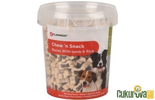 FLAMINGO CHEW'N SNACK KUZULU VE PİRİNÇLİ ATIŞTIRMALIK KÖPEK ÖDÜL MAMASI 500 GR