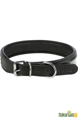 TRIXIE KÖPEK BOYUN TASMASI DERİ ÜZERİ TAŞLI 50 - 58 CM x 40 MM - M - SİYAH