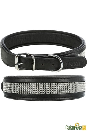 TRIXIE KÖPEK BOYUN TASMASI DERİ ÜZERİ TAŞLI 57 - 66 CM x 40 MM L - XL - SİYAH
