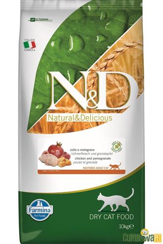 N & D PUMPKIN BILDIRCIN ETLİ BAL KABAKLI VE NARLI TAHILSIZ KISIRLAŞTIRILMIŞ KEDİ MAMASI 10 KG