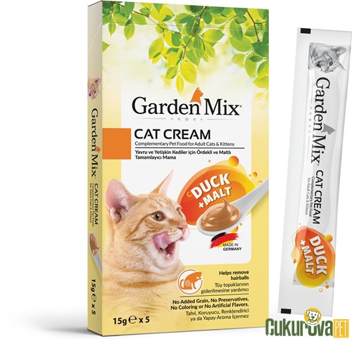 GardenMix Cat Cream Ördekli ve Maltlı Kedi Ödül Kreması 5 x 15 Gr