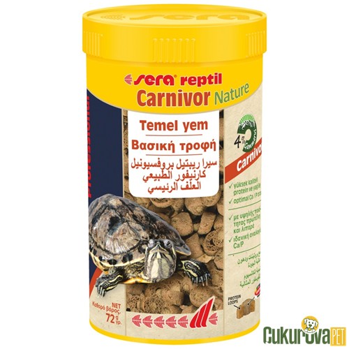 Sera Reptil Carnivor Nature Kaplumbağa Yemi 250 Ml - 72 Gr
