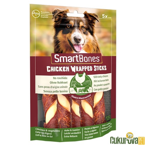 SmartBones Chicken Wrapped Sticks Tavuklu Köpek Ödül Kemiği 5 Adet - 125 Gr
