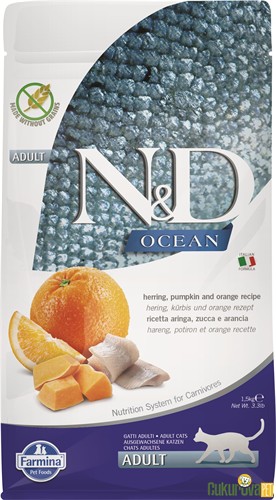 N&D Ocean Adult Ringa Balıklı Portakallı Ve Balkabaklı Yetişkin Kedi Maması 1.5 Kg
