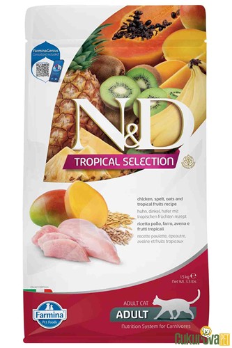 N&D Tropical Selection Adult Tavuklu Yeti̇şki̇n Kedi Maması 1.5 Kg
