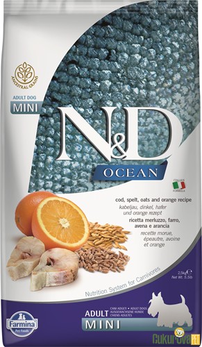 N&D Ocean Adult Mini Morina Balıklı Ve Portakallı Yetişkin Köpek Maması 2.5 Kg