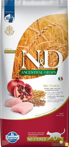 N&D Ancestral Grain Neutered Tavuklu Ve Narlı Kısırlaştırılmış Kedi Maması 10 Kg