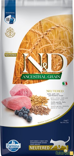 N&D Ancestral Grain Neutered Kuzu Etli Ve Yaban Mersinli Kısırlaştırılmış Kedi Maması 10 Kg