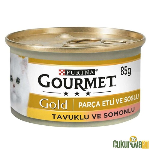 Gourmet Gold Somonlu ve Tavuklu Yetişkin Kedi Yaş Maması 85 Gr