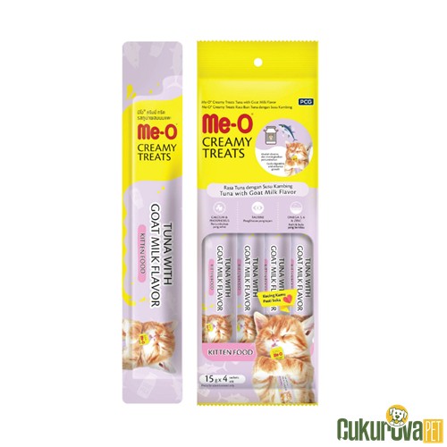 Me-O Creamy Treats Kitten Ton Balıklı ve Keçi Sütlü Kedi Ödül Kreması 4 x 15 Gr
