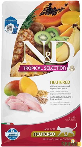 N&D Tropical Selection Nautered Tavuklu Kısırlaştırılmış Kedi Maması 1.5 Kg