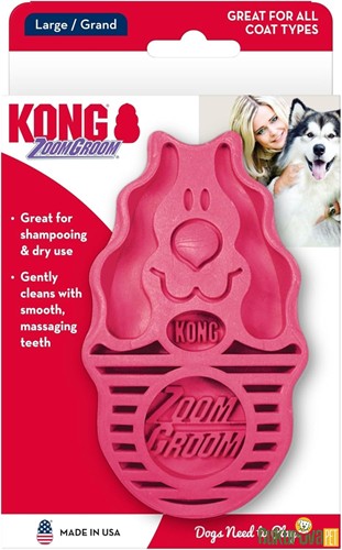 Kong ZoomGroom Kauçuk Tarak Köpek Oyuncağı Pembe - L / 12 Cm
