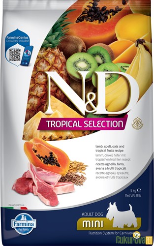 N&D Tropical Selection Adult Mini Kuzu Etli Ve Tropikal Meyveli Yetişkin Köpek Maması 5 Kg