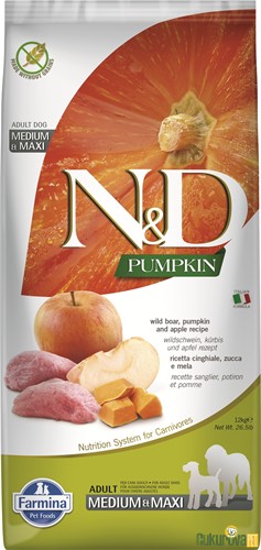N&D Pumpkin Adult Medium & Maxi Yaban Domuzlu Ve Balkabaklı Yetişki̇n Köpek Maması 12 Kg
