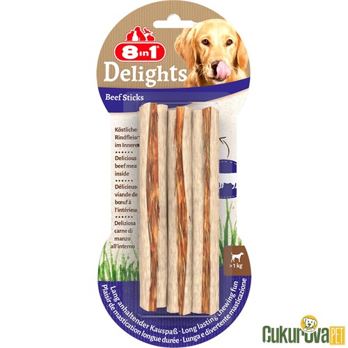 8 In 1 Delights Beef Sticks Biftekli Köpek Ödül Kemiği 3 Adet - 75 Gr