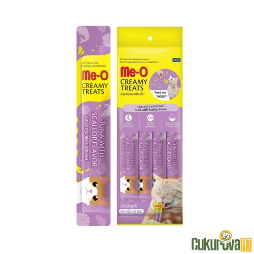 Me-O Creamy Treats Ton Balıklı ve Deni̇z Taraklı Kedi Ödül Kreması 4 x 15 Gr