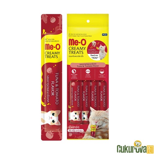 Me-O Creamy Treats Ton Balıklı ve Domatesli Kedi Ödül Kreması 4 x 15 Gr