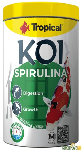 Tropical Koi Spirulina Pellet Size M Havuz Yemi 1000 Ml - 320 Gr