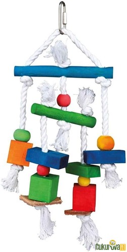 Trixie Ahşap İpli Ve Deri Parçalı Kuş Oyuncağı 24 Cm