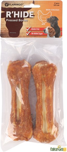 Flamingo R'Hide Pressed Bones Tavuklu Köpek Ödül Kemiği 2 Adet - 15 Cm