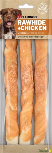 Flamingo Rawhide Chicken Tavuklu Köpek Ödül Kemiği 3 Adet / 25 Cm - 240 Gr