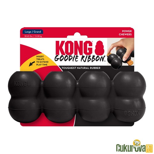 Kong Goodie Ribbon Ödül Hazneli Köpek Oyuncağı Siyah / L - 21.5 Cm