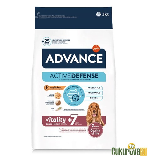 Advance Vitality+7 Senior Medium Tavuklu Ve Pirinçli Yaşlı Köpek Maması 3 Kg