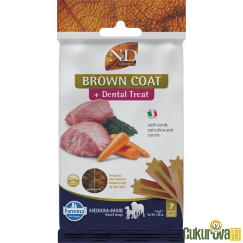 N&D Brown Dental Treat Kuzu Etli ve Havuçlu Köpek Ödül Çubuğu 100 Gr - 7 Adet