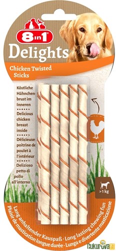 8 In 1 Delights Chicken Twisted Sticks Tavuklu Köpek Ödül Çubuğu 10 Adet - 55 Gr