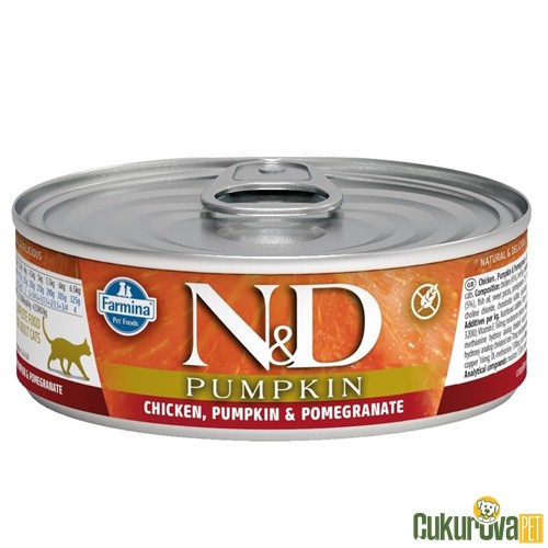 N&D Pumpkin Tavuklu, Balkabaklı ve Narlı Yetişkin Kedi Yaş Maması 80 Gr
