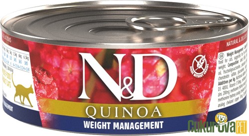 N&D Quinoa Weight Management Kuzulu Yetişkin Kedi Yaş Maması 80 Gr