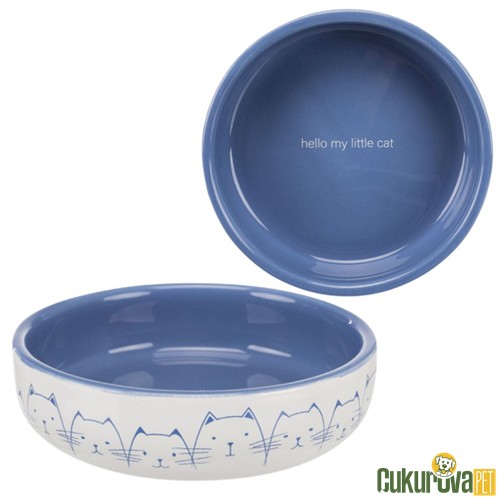 Trixie Kedi & Köpek Seramik Mama Ve Su Kabı Açık Mavi - Beyaz 300 Ml