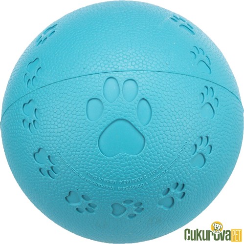 Trixie Sesli Natürel Kauçuk Top Köpek Oyuncağı Petrol Mavisi - 7 Cm